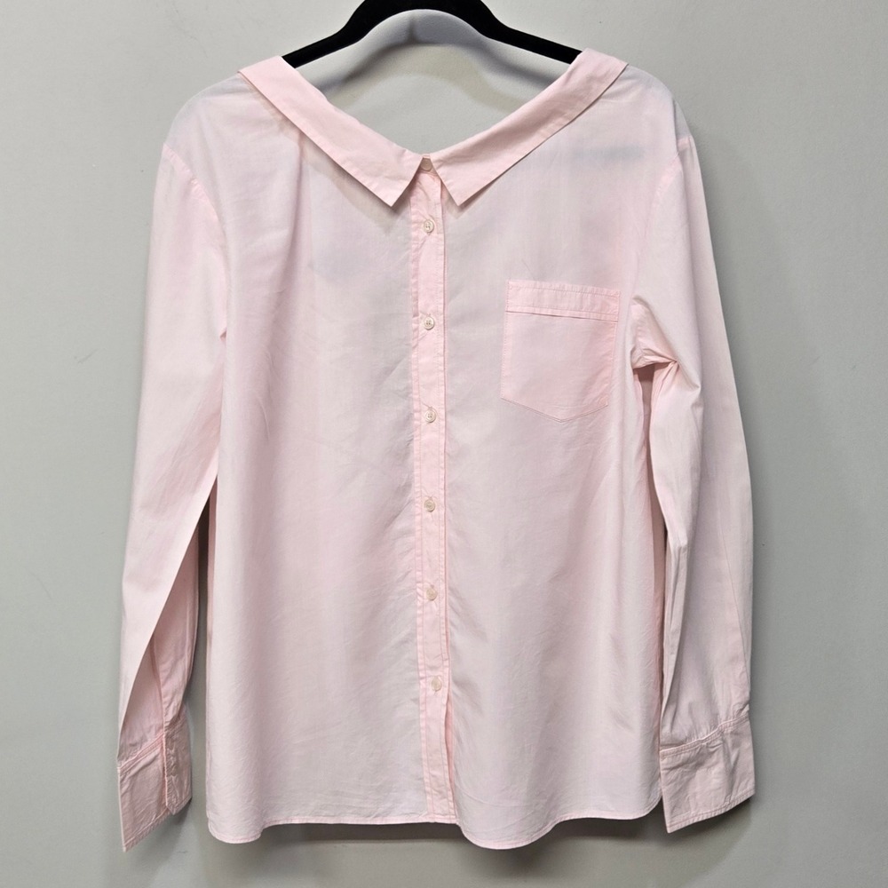 Pinko‎ Italy Shirt Top Size 6 Oversized Pastel Pink Open Back Peter Pan Collar
